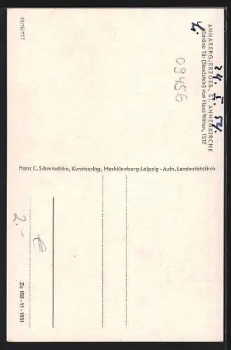 AK Annaberg /Erzgeb., St. Annenkirche, Schöne Tür aus Sandstein im Innern
