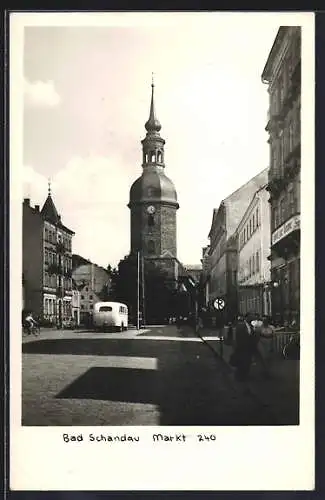 AK Bad Schandau, Markt mir Kirche