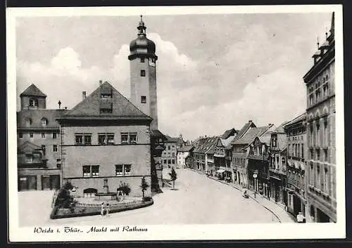 AK Weida i. Thür., Markt mit Rathaus