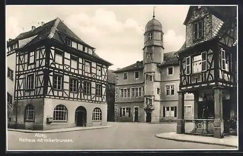 AK Alzey, Rathaus mit Volkerbrunnen