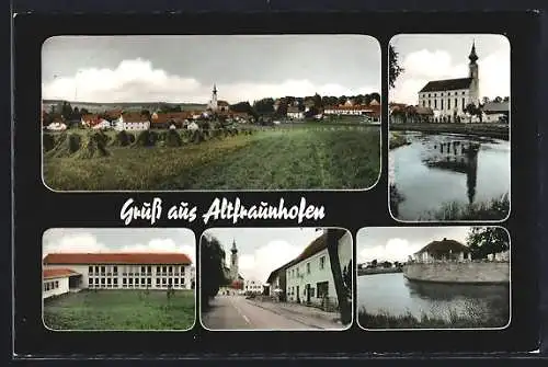 AK Altfraunhofen, Kirche, Uferpartie, Strassenpartie