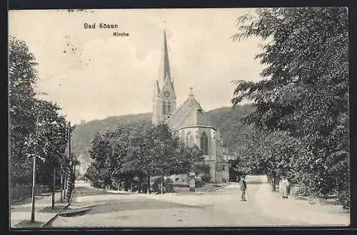 AK Bad Kösen, Strassenpartie mit Kirche