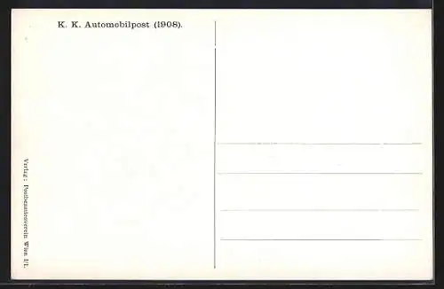 AK Jäger mit Hund und Postwagen, K. K. Automobilpost 1908