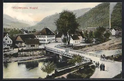 AK Hilpertsau /Murgtal, Ortspartie mit Brücke