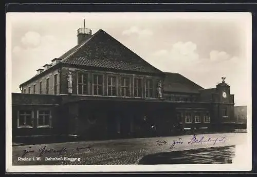 AK Rheine i. W., Bahnhof-Eingang