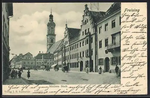 AK Freising, Mittlere Stadt mit Hotel Bayrischer Hof