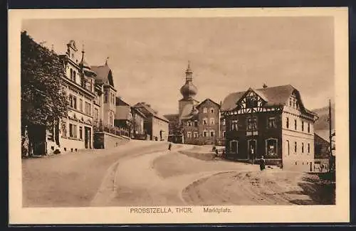 AK Probstzella, Marktplatz mit Blick auf Kirche