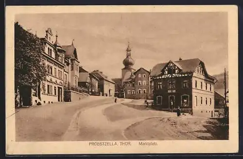 AK Probstzella, Marktplatz mit Blick auf Kirche