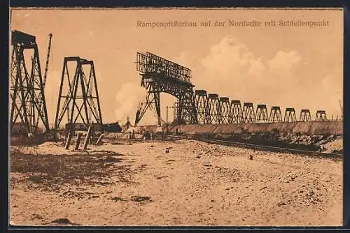 AK Rendsburg, Rampenpfeilerbau auf der Nordseite mit Schleifenpunkt