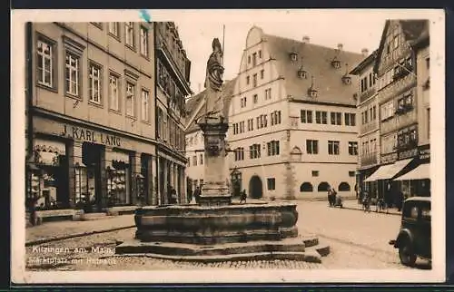 AK Kitzingen a. Main, Marktplatz mit Rathaus