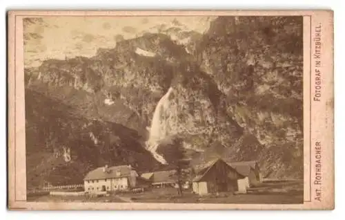 Fotografie Ant. Rothbacher, Kitzbühel, unbekannter Ort, Teilansicht mit Wasserfall und Bergbahngleisen