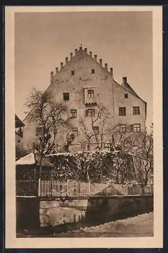 AK Murnau / Staffelsee, Ettal`sches Jagdschloss im Winter, Ehemaliges Kloster