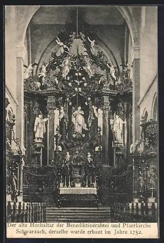 AK Schwarzach / Baden, Hochaltar der Benediktinerabtei und Pfarrkirche