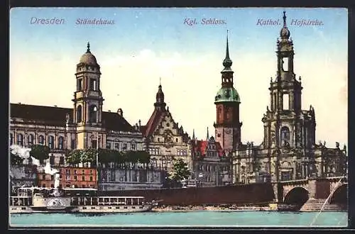 AK Dresden, Ständehaus, Königliches Schloss und Kath. Hofkirche