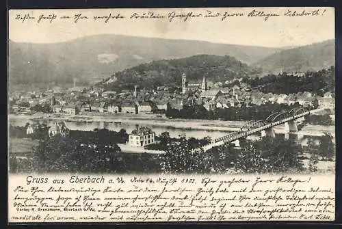 AK Eberbach / Neckar, Teilansicht mit Kirche