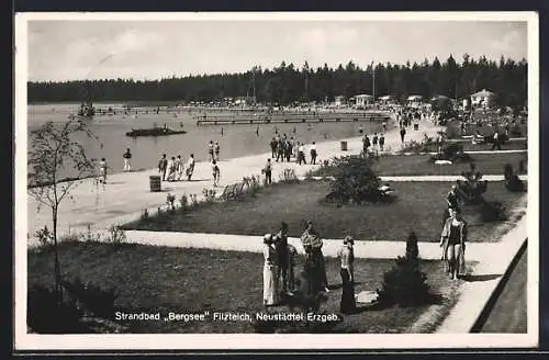 AK Neustädtel / Erzg., Strandbad Bergsee am Filzteich