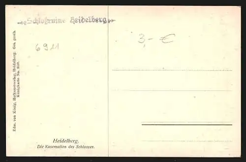 AK Heidelberg / Neckar, Die Kasematten des Schlosses