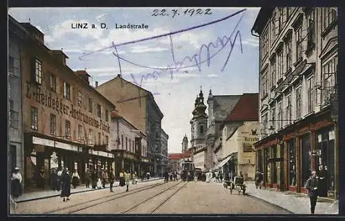 AK Linz a. D., Blick in die Landstrasse