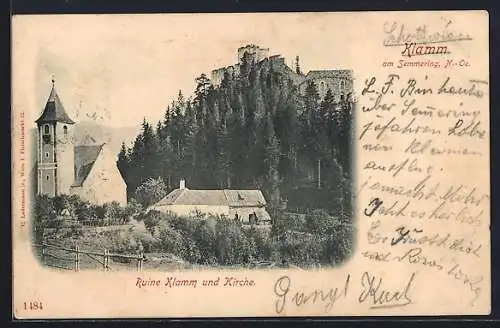 AK Breitenstein /N.-Oe., Klamm am Semmering, Ruine und Kirche