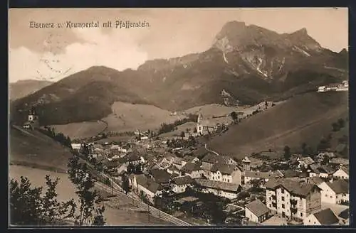 AK Eisenerz, Blick auf den Ort und das Krumpental mit Pfaffenstein