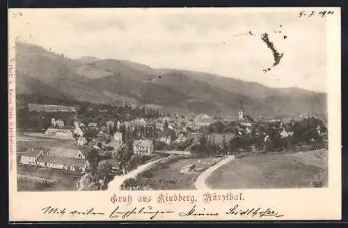 AK Kindberg /Mürzthal, Ortsansicht aus der Vogelschau