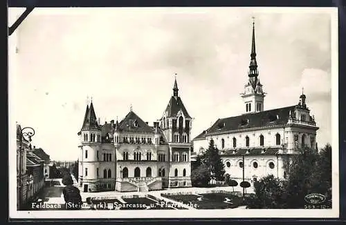 AK Feldbach /Steiermark, Sparkasse und Pfarrkirche