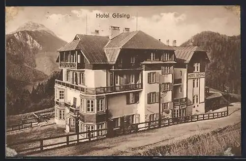 AK Puchenstuben, Hotel Gösing mit den Bergen