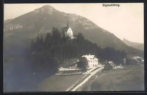 AK Mariazell, Sigmundsberg aus der Vogelschau