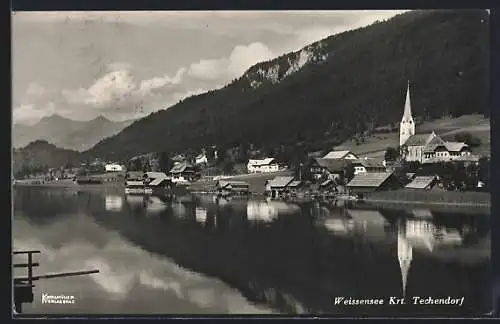 AK Weissensee /Techendorf, Ortsansicht vom Wasser aus