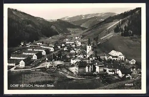 AK Veitsch, Blick auf den Ort mit Kirche