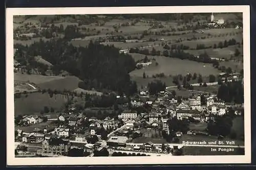 AK Schwarzach /St. Veit im Pongau, Luftbildpanorama