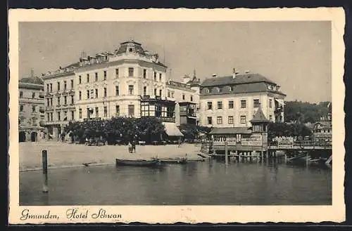 AK Gmunden, Blick auf das Hotel Schwan