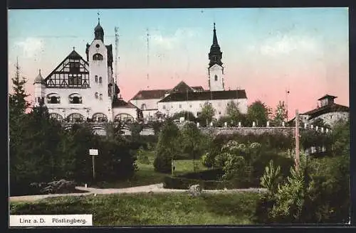 AK Linz a. D., Blick auf den Pöstlingberg