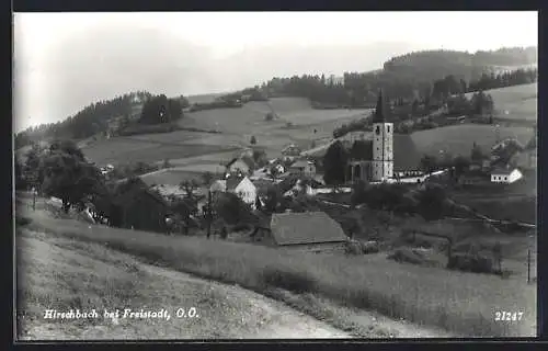 AK Hirschbach im Mühlkreis, Ortsansicht vom Hügel aus