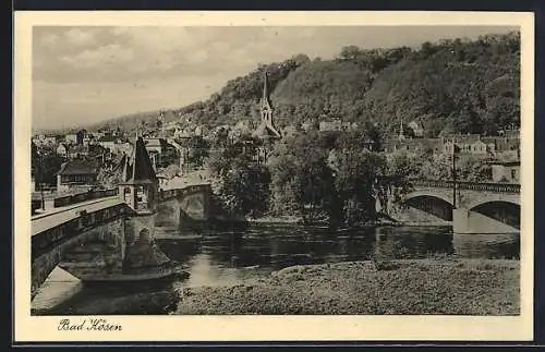 AK Bad Kösen, Teilansicht mit Kirche und Brücke