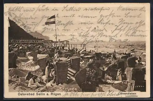 AK Sellin a. Rügen, Badegäste am Strand