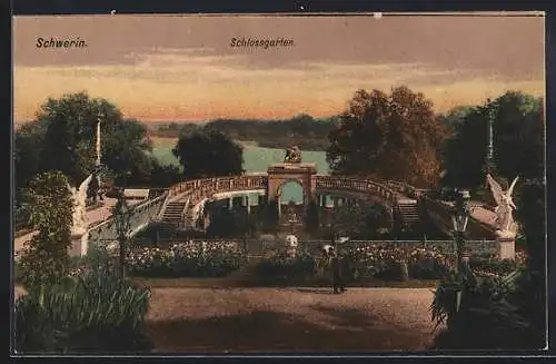 AK Schwerin / Mecklenburg, Schlossgarten