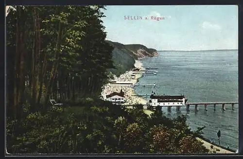 AK Sellin a. Rügen, Blick auf den Strand vom Wald aus