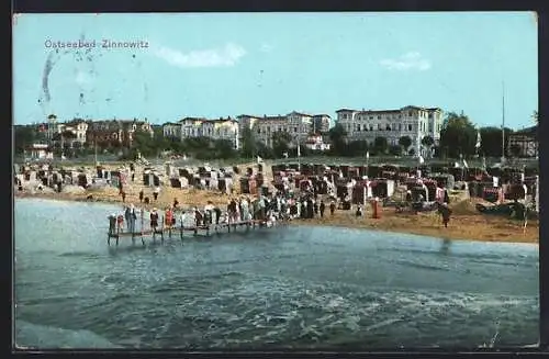 AK Zinnowitz, Ostseepartie mit Strand und Strandkörben