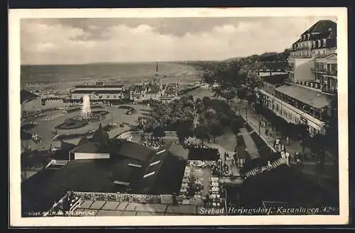 AK Heringsdorf / Ostseebad, Kuranlagen mit Fontäne