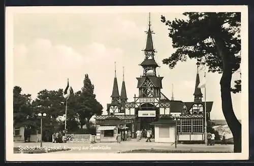 AK Heringsdorf / Ostseebad, Eingang zur Seebrücke