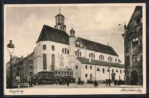 AK Augsburg, Moritzkirche mit Denkmal