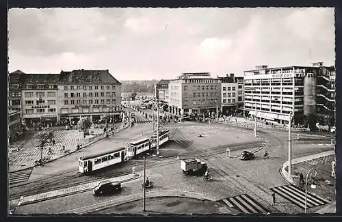 AK Kiel, Partie an der Holstenbrücke mit Strassenbahn