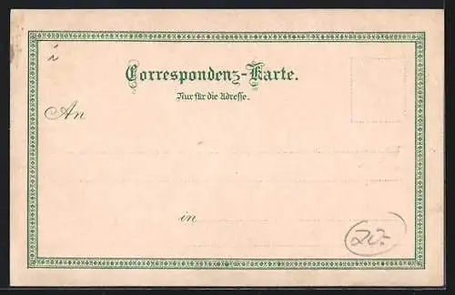 Lithographie Fahrradfahrerin grüsst einen sportlichen Herrn