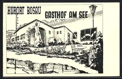 AK Bosau, Gasthof am See, Bes. Friedrich Strauer, Aussenansicht