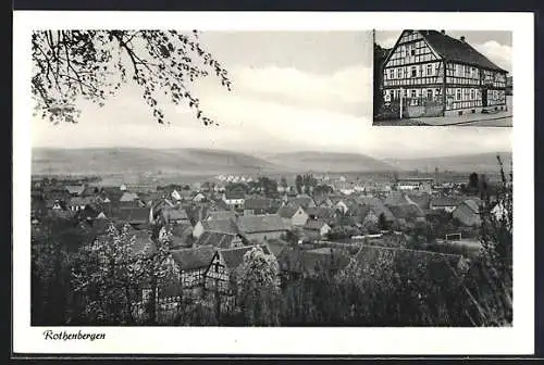 AK Rothenbergen, Teilansicht und Gasthaus Fass, Bes. W. Schweinsberger