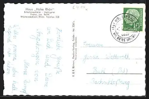 AK Wüstensachsen /Rhön., Gasthaus Hohe Rhön, Bes. Franz Jos. Reith, Ortsansicht und Aussenansicht