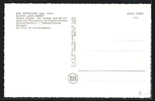 AK Speicherz /Rhön, Gasthof zum Biber, Totalansicht