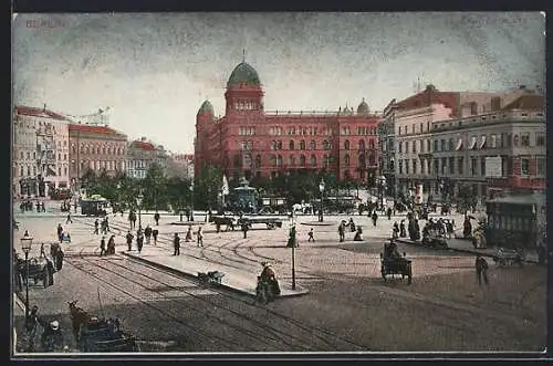 AK Berlin, Alexanderplatz mit Strassenbahnen