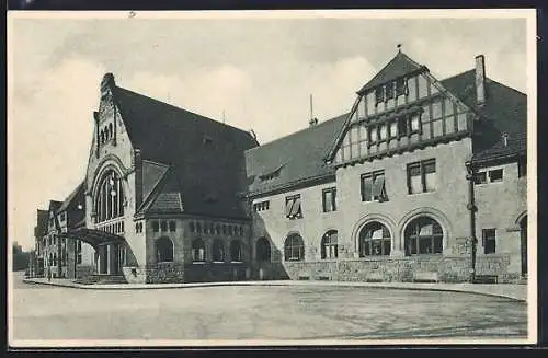 AK Worms a. Rh., Der Bahnhof von Osten